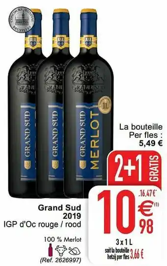 Cora Grand sud 2019 igp d`oc rouge - rood aanbieding