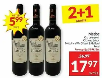 Intermarché Médoc cru bourgeois château loirac médaille d`or gilbert + gaillard rood aanbieding