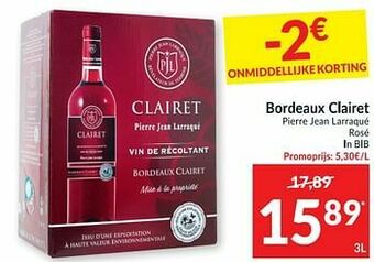 Intermarché Bordeaux clairet pierre jean larraqué rosé aanbieding