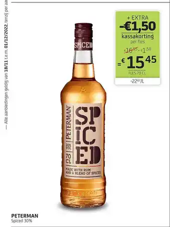 BelBev Peterman spiced aanbieding