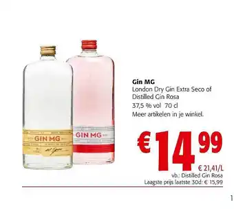 Colruyt Gin mg london dry gin extra seco of distilled gin rosa aanbieding
