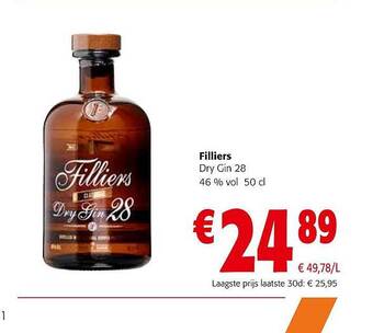 Colruyt Filliers dry gin 28 aanbieding