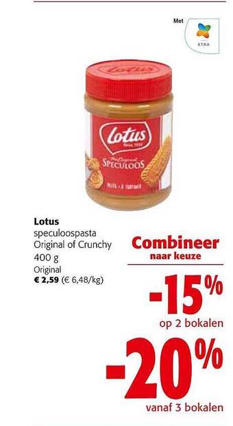 Colruyt Lotus speculoospasta original of crunchy aanbieding