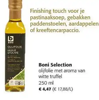 Colruyt Boni selection olijfolie met aroma van witte truffel aanbieding