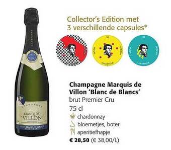 Colruyt Champagne marquis de villon 'blanc de blancs' brut premier cru aanbieding