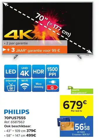 Carrefour Philips 70pus7555 70" aanbieding