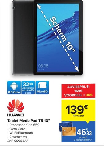 Carrefour Huawei tablet mediapad t5 10" aanbieding