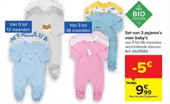 Set van 3 pyjama's voor baby's 0 tot 36