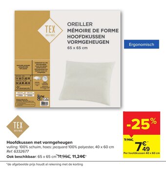 Carrefour Hoofdkussen met vormgeheugen 40x60 cm aanbieding