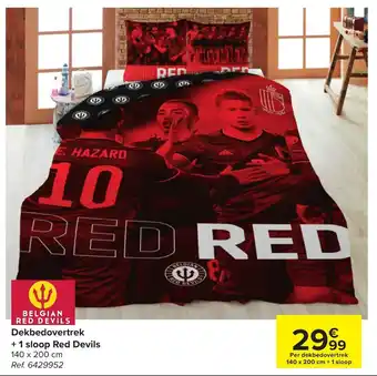Carrefour Belgian red devils dekbedovertrek + 1 sloop red devils 140x200 cm aanbieding