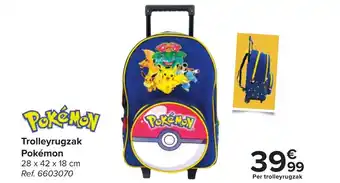 Carrefour Trolleyrugzak pokemon 28x42x18 cm aanbieding