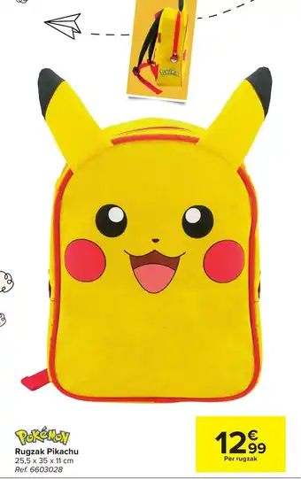 Carrefour Rugzak pikachu 25.5x35x11 cm aanbieding