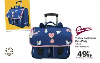 Carrefour Campus trolley boekentas cats party 42 cm aanbieding