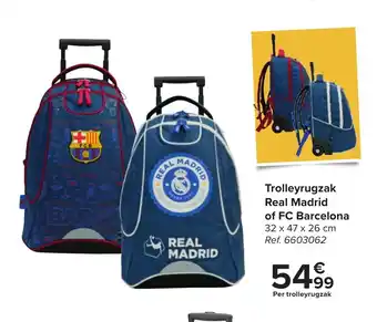 Trolleyrugzak real madrid of fc barcelona 32x47x26 cm
