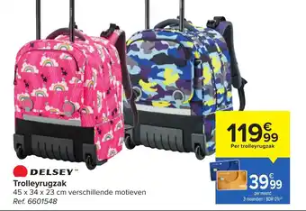 Carrefour Delsey trolleyrugzak 45x34x23 cm aanbieding
