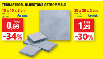 Hubo Terrastegel Bluestone Getrommeld aanbieding