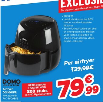 Carrefour Domo elektro airfryer do1061fr 2000w aanbieding
