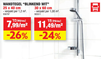 Hubo Wandtegel Blinkend Wit aanbieding