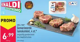 ALDI Grill time gemarineerde lamskotelet, 4 st. 350 g aanbieding
