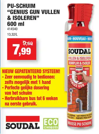 Hubo PU-Schuim Genius Gun Vullen & Isoleren 600ml aanbieding