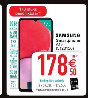 Cora Samsung smartphone A13 aanbieding
