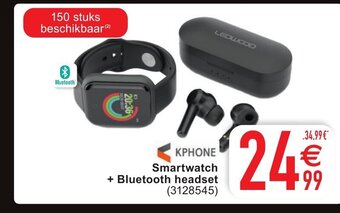Cora KPHONE smartwatch + Bluetooth headset aanbieding