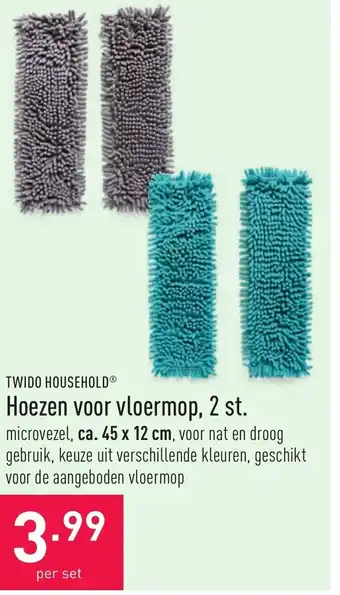 ALDI Twido household hoezen voor vloermop, 2 st. 45x12 cm aanbieding