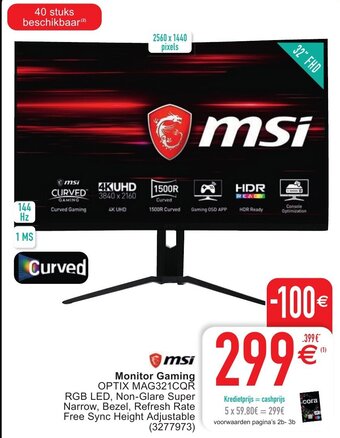 Cora Msi monitor gaming aanbieding
