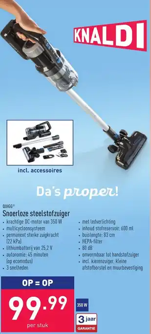 ALDI Quigg snoerloze steelstofzuiger 350w aanbieding