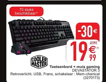 Cora Toetsenbord + muis gaming Devastator 3 aanbieding