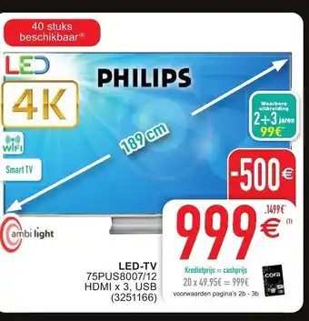 Cora LED-TV 75PUS8007/12 aanbieding