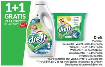 Intermarché Dreft Vloeibaar Wasmiddel , Waspods , Waspoeder of Wasverzachter 1+1 Gratis aanbieding