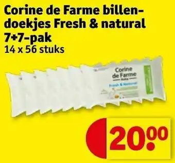 Kruidvat Corine de farme billendoekjes fresh + natural aanbieding