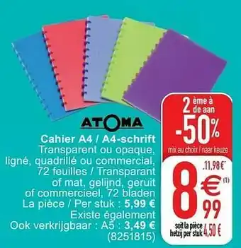Cora Cahier a4 - a4-schrift aanbieding