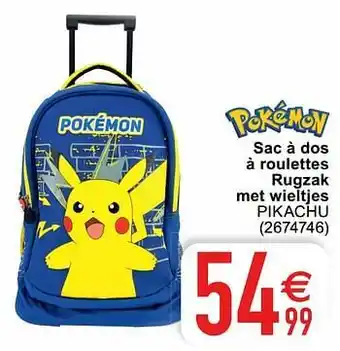 Cora Sac à dos à roulettes rugzak met wieltjes pikachu aanbieding