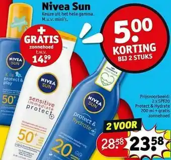 Kruidvat Spf20 protect + hydrate + gratis zonnehoed aanbieding