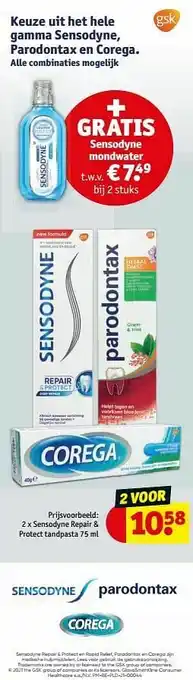 Kruidvat Sensodyne repair + protect tandpasta aanbieding