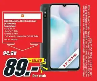 MediaMarkt Xiaomi redmi 9a 32 gb granite grey mzb9959eu smartphone aanbieding