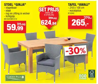 Hubo Stoel Ginja, Tafel Awali aanbieding