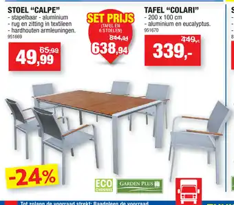 Hubo Stoel Calpe, Tafel Colari aanbieding