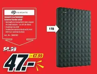 MediaMarkt Seagate stef1000401 externe harde schijf aanbieding