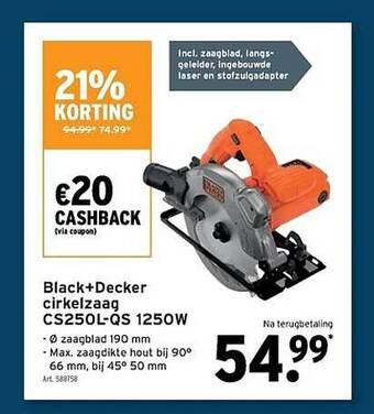 GAMMA Black+decker cirkelzaag cs250l-qs 1250w aanbieding