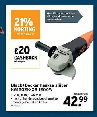 GAMMA Black+decker haakse slijper kg1202k-qs 1200w aanbieding
