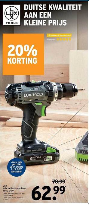 GAMMA Lux schroefboormachine accu 20v aanbieding