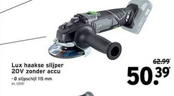 GAMMA Lux haakse slijper 20v zonder accu aanbieding