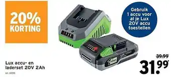 GAMMA Lux accu- en laderset 20v 2ah 20% korting aanbieding