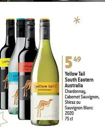 Yellow tail south eastern australia chardonnay, cabernet sauvignon, shiraz ou sauvignon blanc 2020