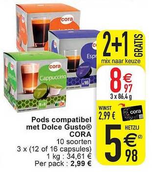 Cora Pods compatibel met dolce gusto aanbieding