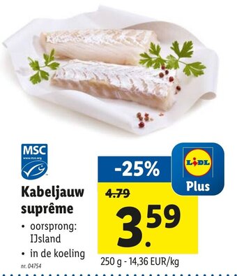 Lidl Kabeljauw supreme aanbieding