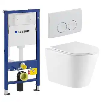 Sawiday Qeramiq dely toiletset met geberit up100 inbouwreservoir, witte bedieningsplaat en toilet met zitting glans wit aanbieding